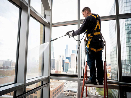 Pressure washing of building exterior and parking area in Coimbatore